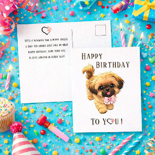 Postale Jolie carte d'anniversaire pour chiot Shih Tzu