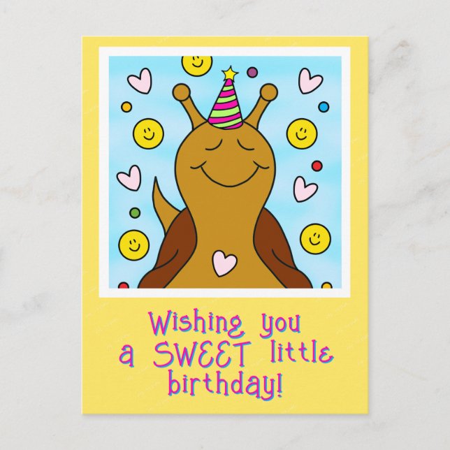 Postale Jolie Carte de Naissance Douce Petit Escargot Mign (Devant)
