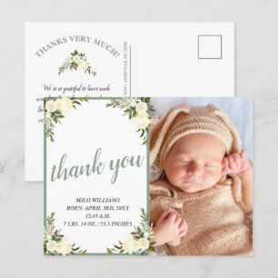 Postale Jolie carte de remerciement photo pour baby shower
