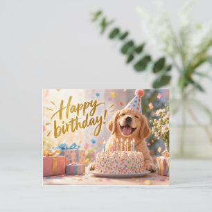 Postale Jolie carte de vœux d'anniversaire avec un retriev