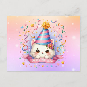 Postale Jolie carte de vœux d'anniversaire de chat Kitty K
