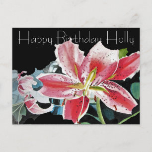 Postale Jolie carte de voeux florale au Lys Lilium rouge