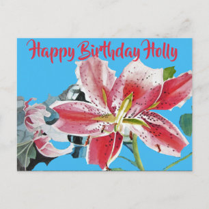 Postale Jolie carte de voeux florale Lilium Lily rouge