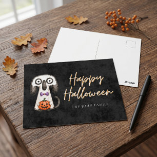Postale Jolie carte de voeux Halloween Chat Fantôme pour l