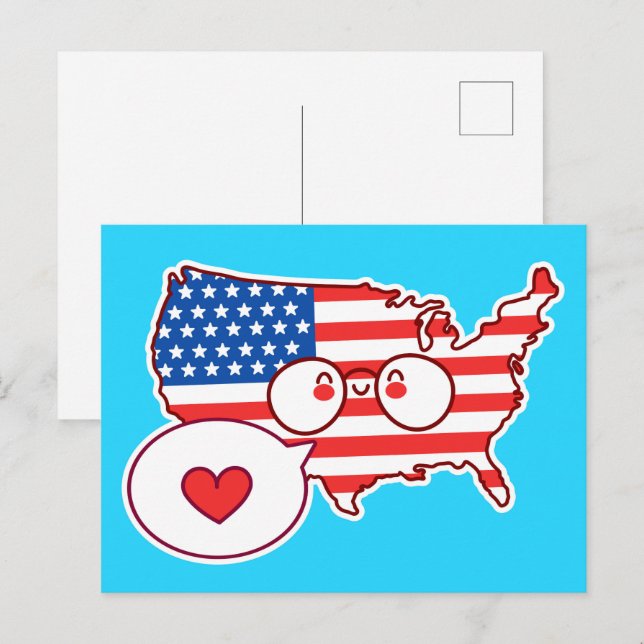 Postale Jolie carte USA drapeau (Devant / Derrière)