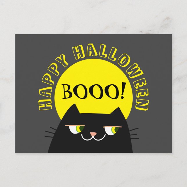 Postale Jolie Chat Bonne Halloween Carte de Vœux Fantomati (Devant)