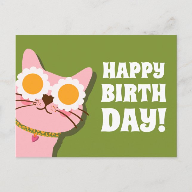 Postale Jolie Chatte Joyeux Anniversaire Carte de Vœux (Devant)