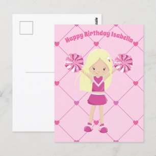 Postale Jolie Cheerleader Blonde Carte Anniversaire Fille 