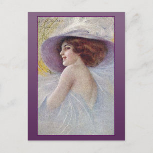 Postale Jolie femme dans une grande carte Casquette et des