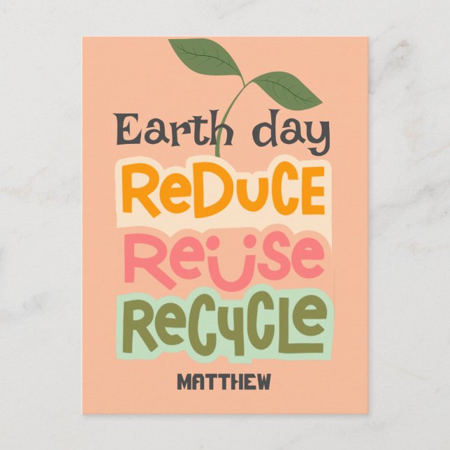 Postale jour des terres, devenez écolo, simple carte scien (Devant)