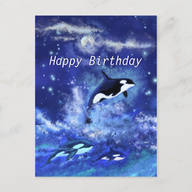 Postale Joyeuse carte d'anniversaire des baleines tueuses  (Devant)