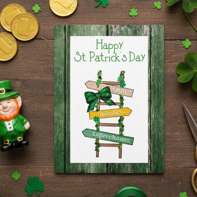 Postale Joyeuse Saint-Patrick Carte de Bois Vert (Créateur téléchargé)