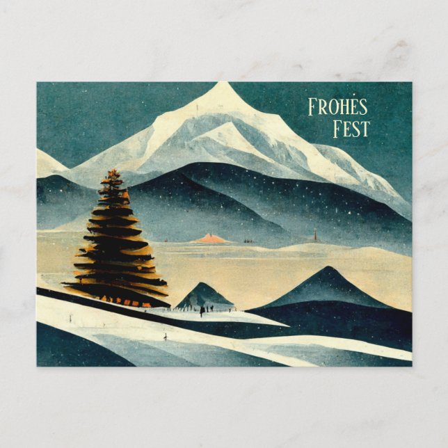 Postale Joyeuses Fêtes. Carte de Noël avec motif Art déco (Devant)