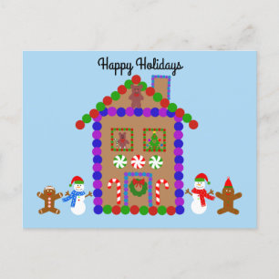 Postale Joyeuses Fêtes Maison en pain d'épice #1 Carte pos