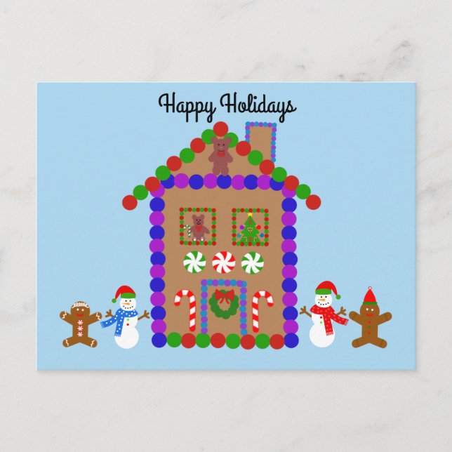 Postale Joyeuses Fêtes Maison en pain d'épice #1 Carte pos (Devant)