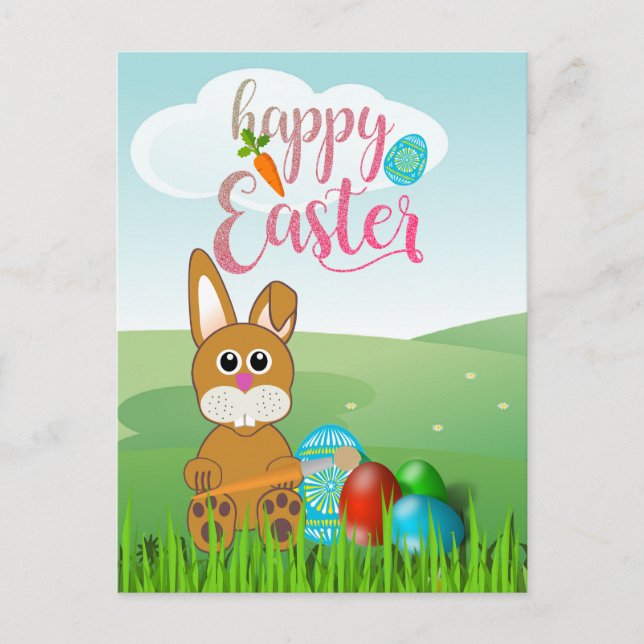 Postale Joyeuses Pâques avec la carte de vœux pour enfants (Devant)