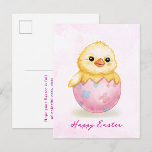 Postale Joyeuses Pâques Mignon poussin aquarelle carte de
