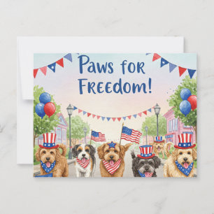 Postale Joyeuses pattes du 4 juillet pour la liberté Carte