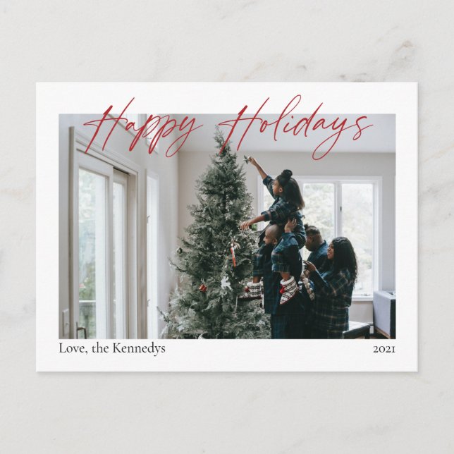 Postale Joyeuses vacances Rouge Calligraphie moderne Carte (Devant)