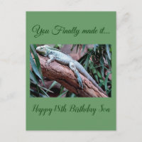 Joyeux 18e anniversaire fils carte de lézard