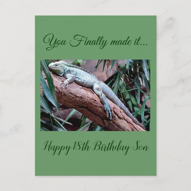 Postale Joyeux 18e anniversaire fils carte de lézard (Devant)