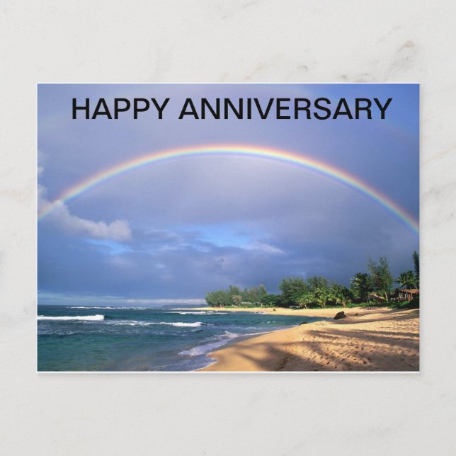 Postale Joyeux Anniversaire Arc en ciel sur une carte post (Devant)