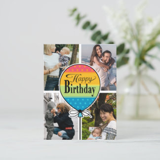 Postale Joyeux Anniversaire Ballons coloré 4 Carte photo
