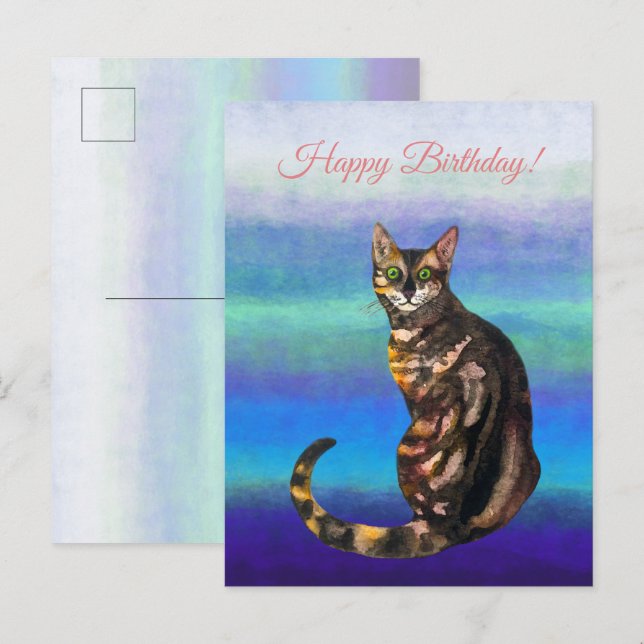 Postale Joyeux Anniversaire Carte de Vœux Chat Bengal (Devant / Derrière)