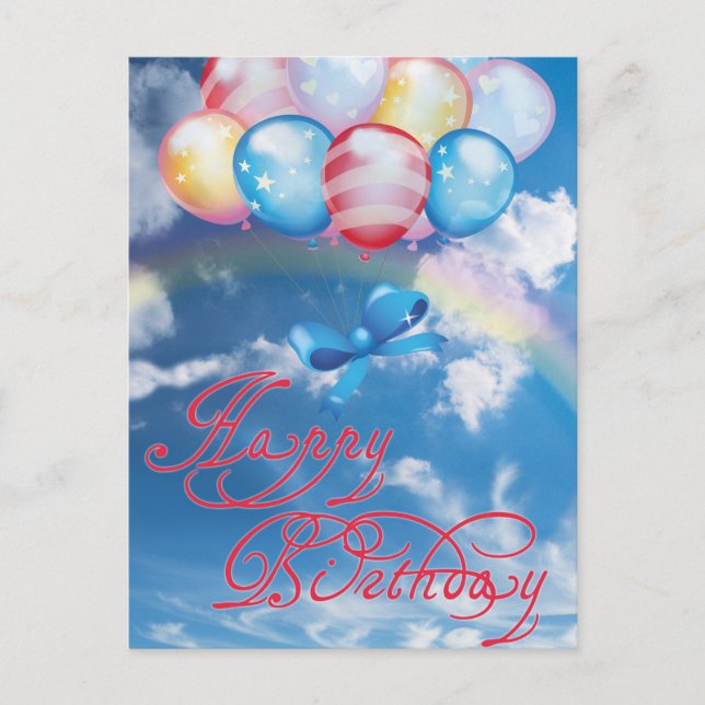 Postale Joyeux anniversaire coloré carte ballons (Devant)