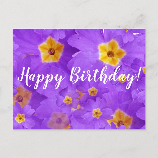 Postale Joyeux Anniversaire, Fleurs violettes Carte postal (Devant)