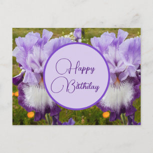 Postale Joyeux Anniversaire Iris floral dames Carte postal