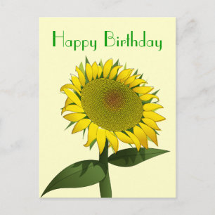 Postale Joyeux Anniversaire Jaune Tournesol Floral Carte p