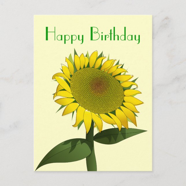 Postale Joyeux Anniversaire Jaune Tournesol Floral Carte p (Devant)