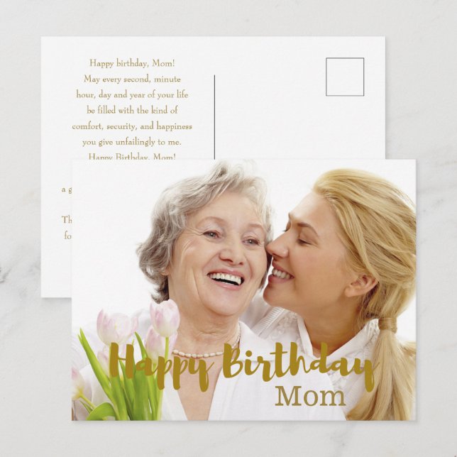 Postale Joyeux anniversaire maman Carte photo (Devant / Derrière)