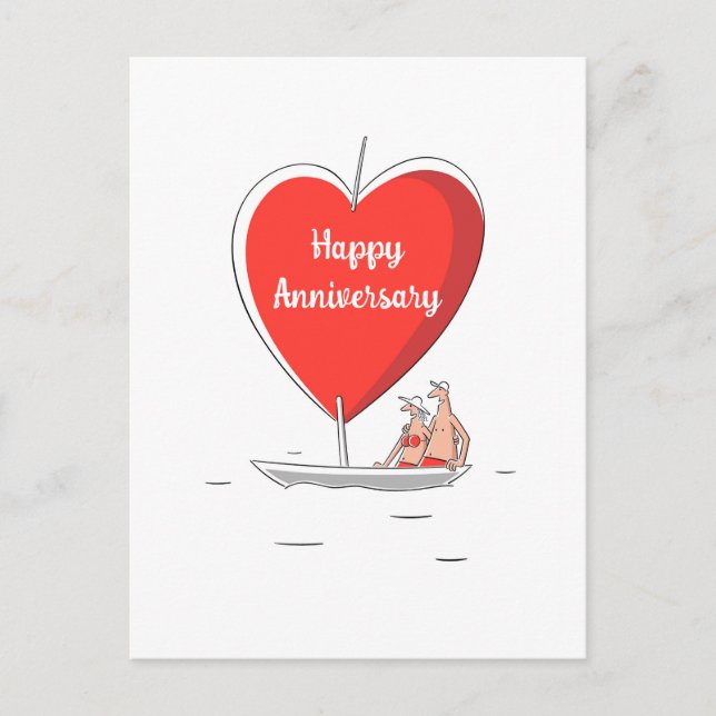 Postale Joyeux anniversaire Mariage bateau à voile Carte d (Devant)