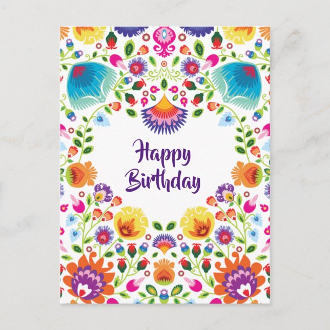 Postale Joyeux anniversaire personnalisable folklore carte (Devant)