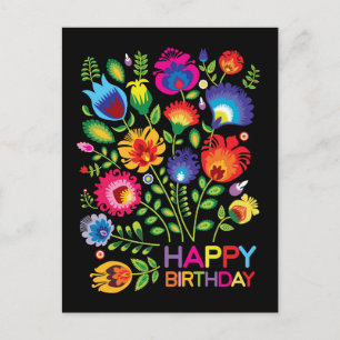 Postale Joyeux anniversaire personnalisable folklore carte