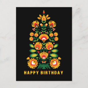 Postale Joyeux anniversaire personnalisable folklore carte