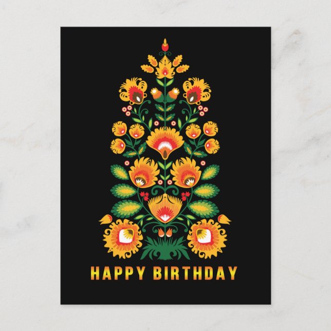 Postale Joyeux anniversaire personnalisable folklore carte (Devant)