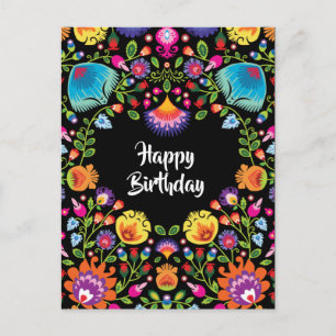 Postale Joyeux anniversaire personnalisable folklore carte