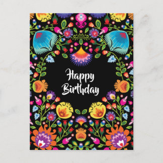 Postale Joyeux anniversaire personnalisable folklore carte