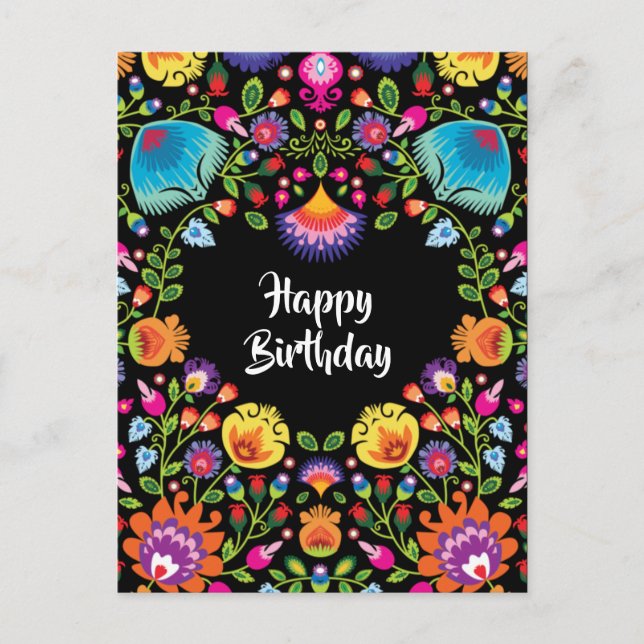 Postale Joyeux anniversaire personnalisable folklore carte (Devant)