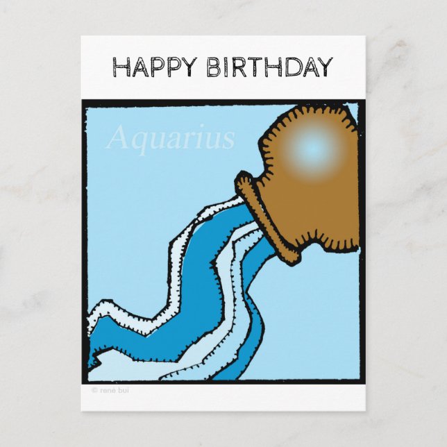 Postale Joyeux Anniversaire SIGNE Zodiaque Aquarius Carte  (Devant)