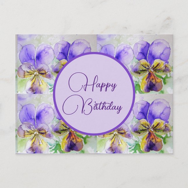 Postale Joyeux Anniversaire Viola floral Mesdames Carte Po (Devant)