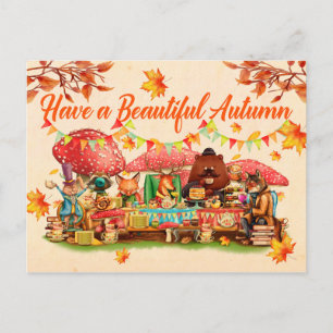 Postale Joyeux automne. Illustration. Carte saisonnière.