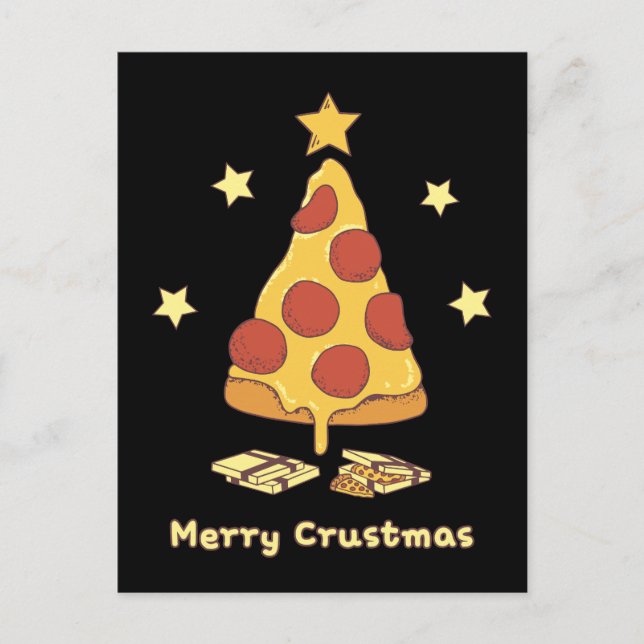 Postale Joyeux Croustmas - Carte de Noël Pizza (Devant)