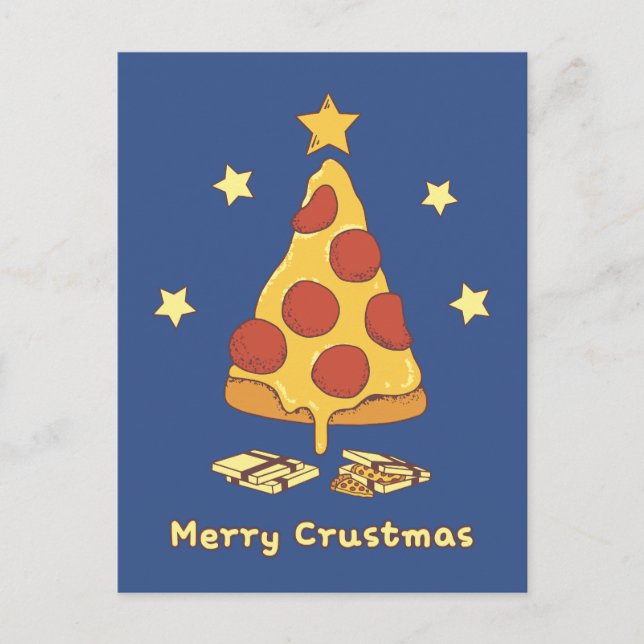 Postale Joyeux Croûtemas - Carte de Noël Pizza (Devant)