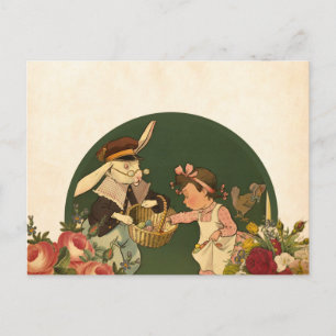 Postale Joyeux et béni Pâques peinture antique Carte posta