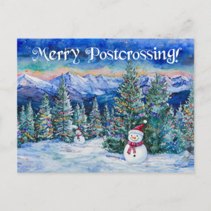 Postale Joyeux facteur de traversée Snowman - Carte postal