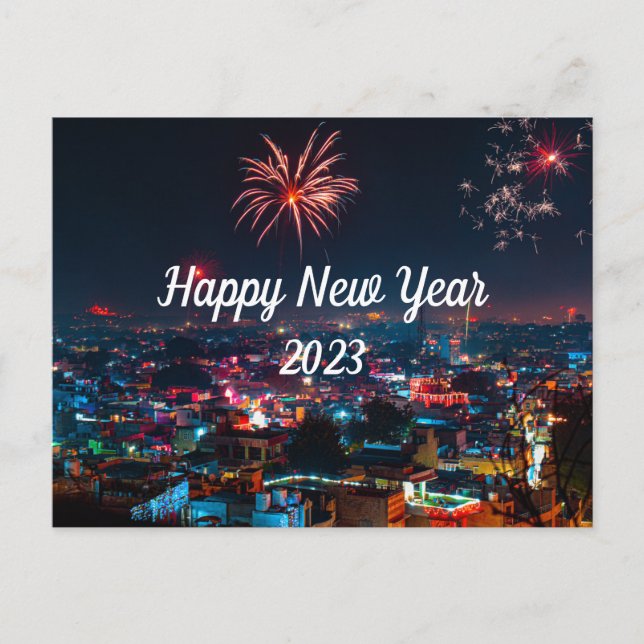 Postale Joyeux feu d'artifice du Nouvel An dans la carte p (Devant)